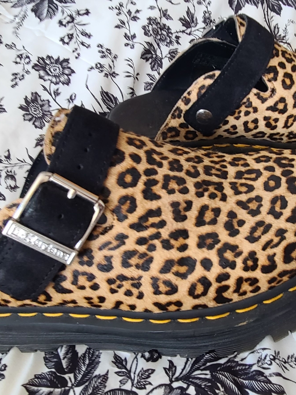 Dr. Martens Leopard Print Slip-On Clog Slippers - Tan/Black - Picture 2 of 7